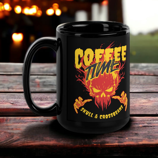 Black Glossy Coffee Time Mug