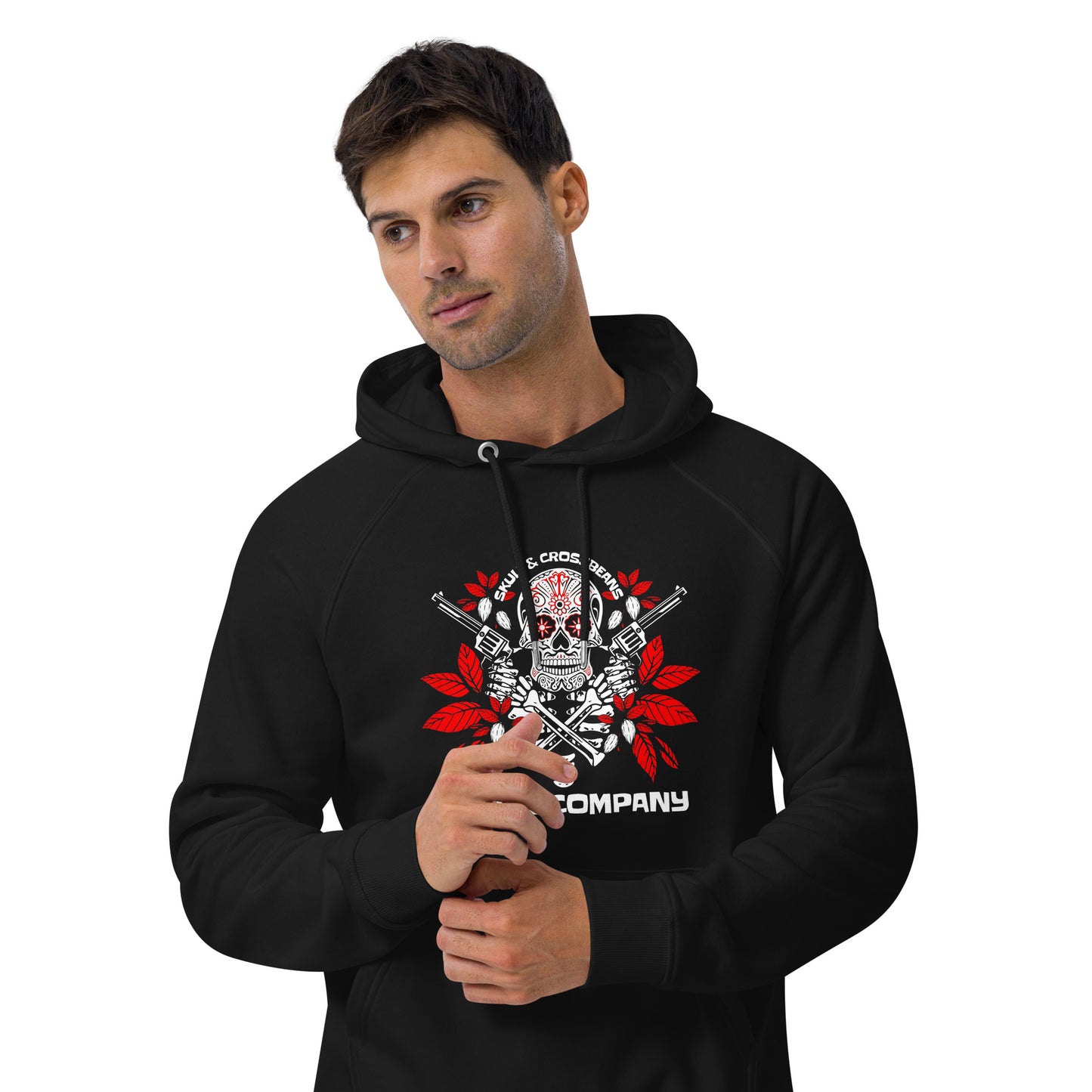 Skull and CrossBeans Coffee Company Unisex eco raglan hoodie